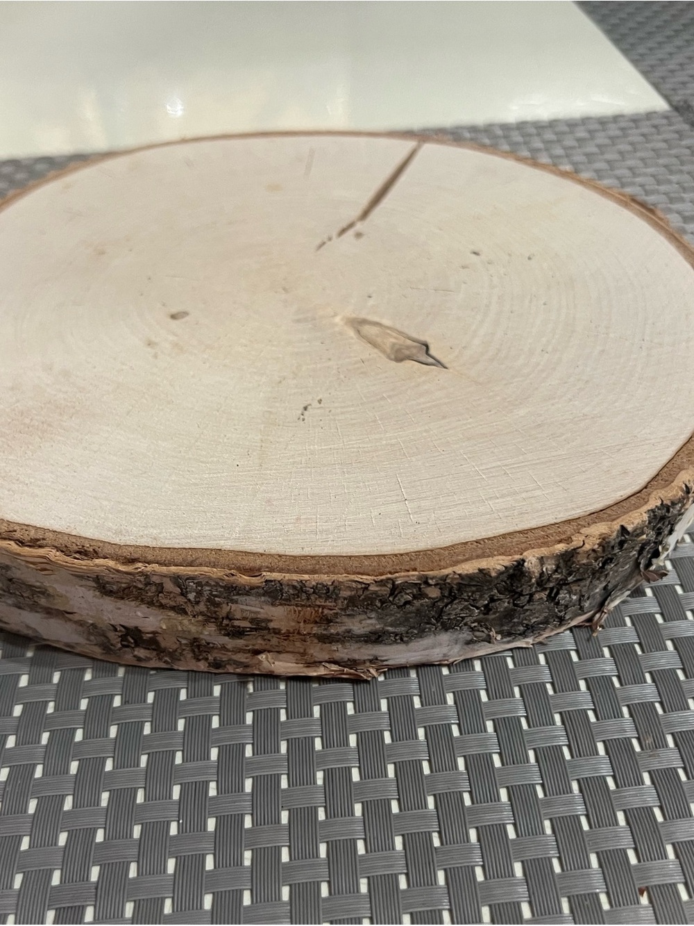 Natural Birch Wood Slice Serving Platter - Cream